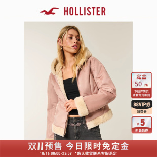 344 Hollister25秋冬人造皮连帽夹克外套女装 5086 双11预售