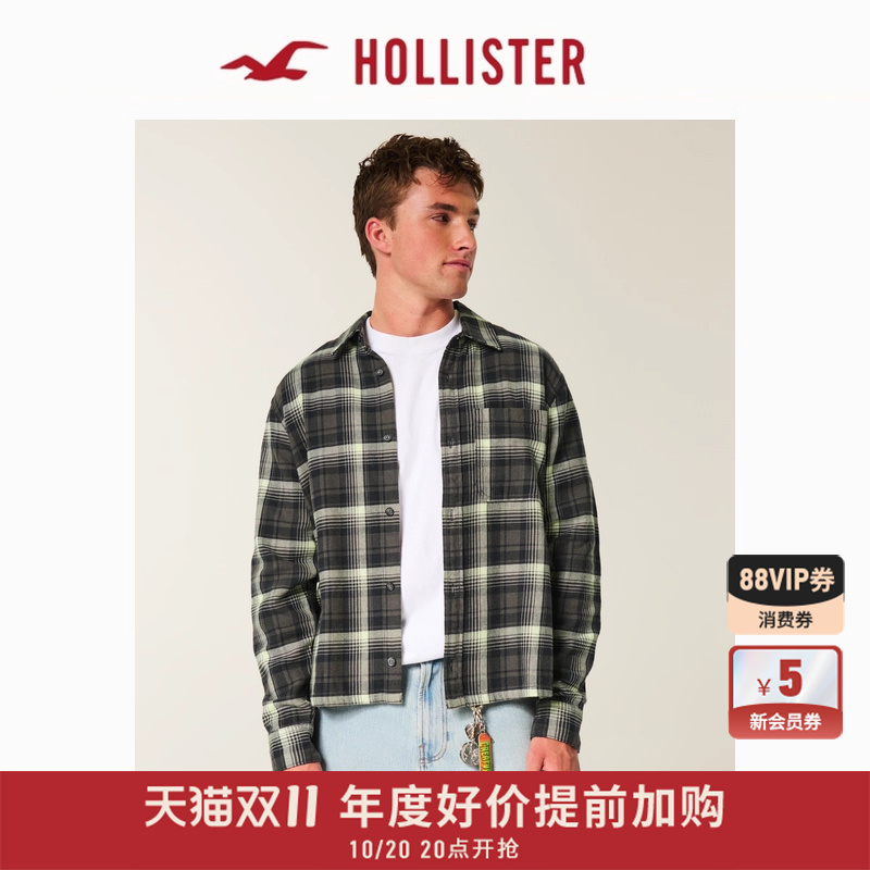 Hollister宽松格子长袖衬衫