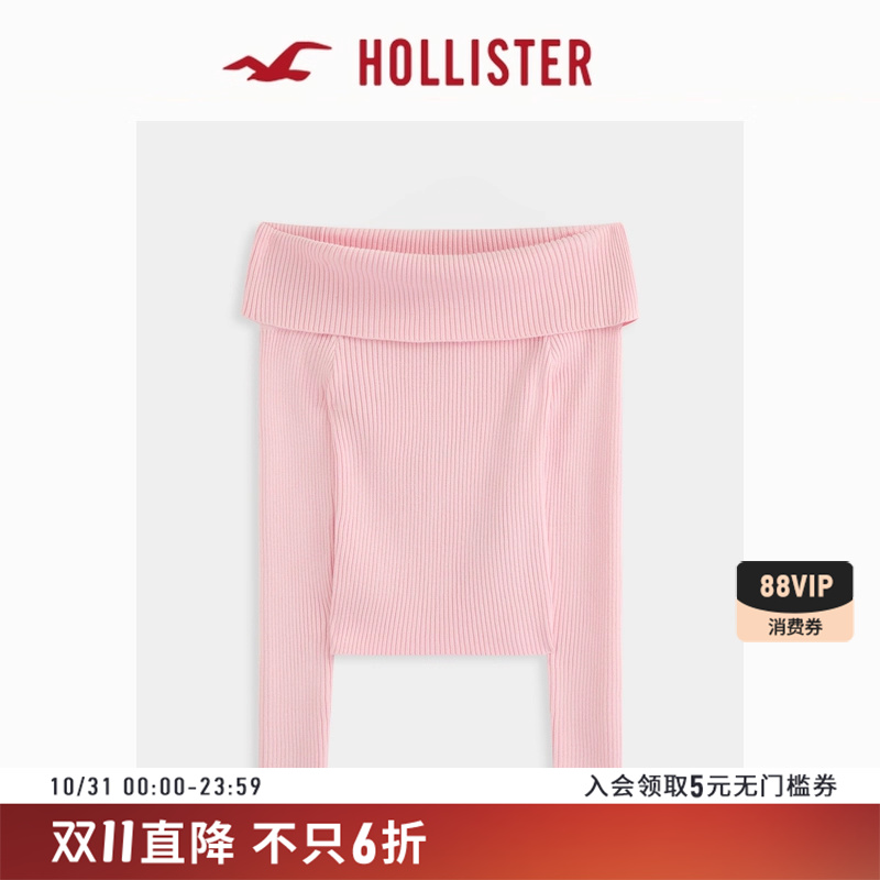 Hollister一字肩露肩针织衫