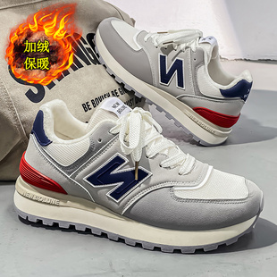 冬季复古风阿甘鞋男女款休闲跑鞋加绒加厚老爹鞋青少年保暖运动鞋
