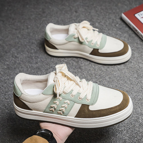 2024夏季新款透气帆布男鞋潮鞋潮流增高布鞋百搭休闲运动小白板鞋