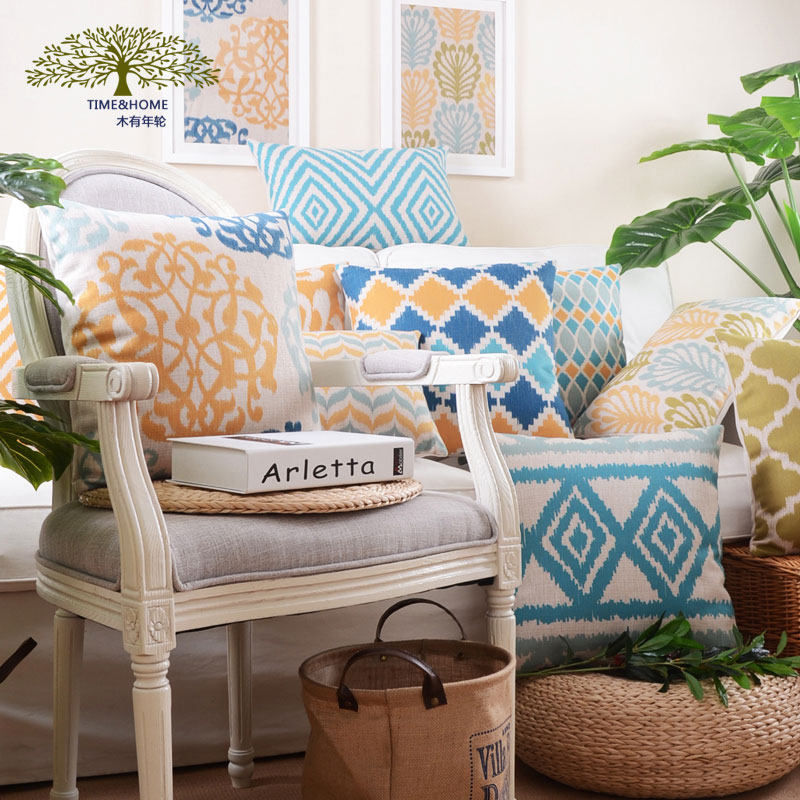 木有年轮魔力几何厚实棉麻抱枕靠垫套时尚家居沙发汽车腰靠枕含芯