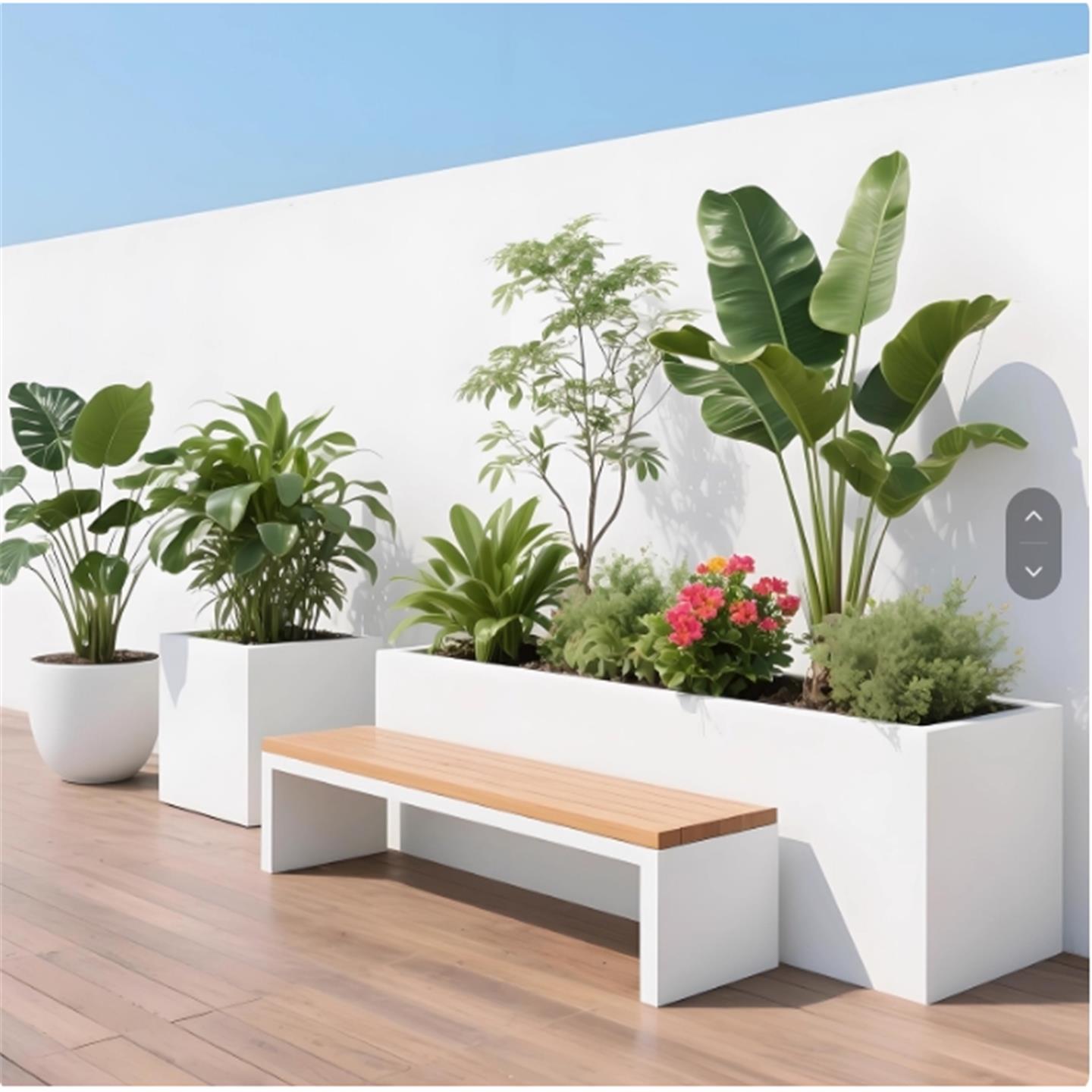 户外铁艺花箱组合庭院种植花坛围栏售楼部广场不锈钢圆角花槽