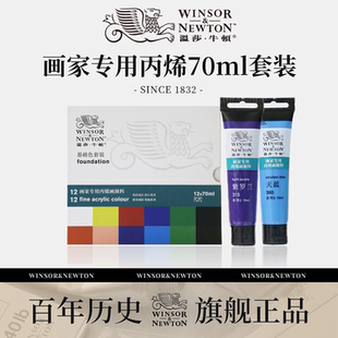 【新品】温莎牛顿 画家专用丙烯颜料70ml套装 绘画防水防晒墙绘涂鸦纺织流体画新手学生初学者管状管装
