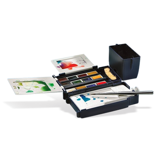 【便携写生推荐】温莎牛顿歌文水彩旅行套装12色半块豪华/14色/16色写生专用初学者手绘漫画分装盒装