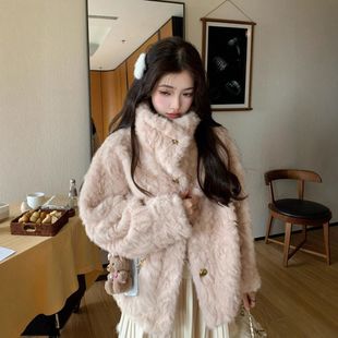 2025新款小湖羊皮毛一体毛毛绒外套冬季女款花狐貂环保皮草厚外套