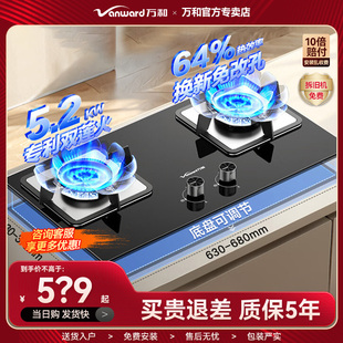 万和5.2KW天然气燃气灶双灶嵌入台式液化气煤气猛火灶具B9