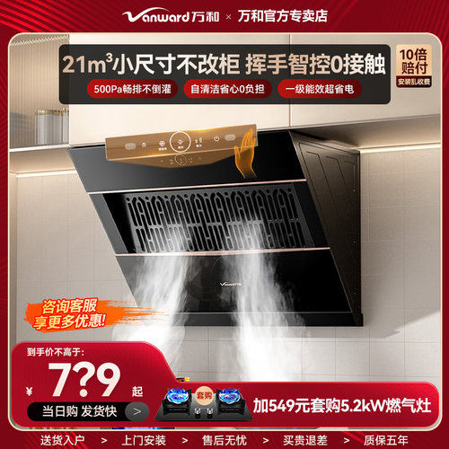 万和21m³侧吸式家用厨房小户型出租房大吸力抽烟机J320APRO