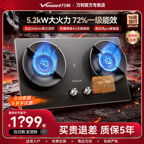 [新品]万和燃气灶家用厨房天然气莲花猛火智能双边定时灶具G9DPro