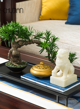 新中式摆件样e板间禅意中国风客厅茶几家居装饰品狮子书房桌面摆