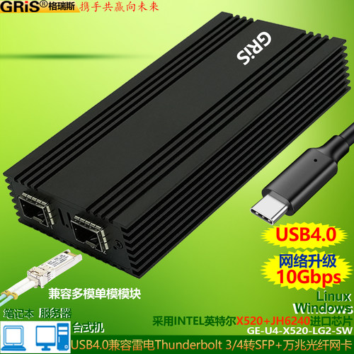 USB4兼容雷电3/4万兆光纤网卡SFP