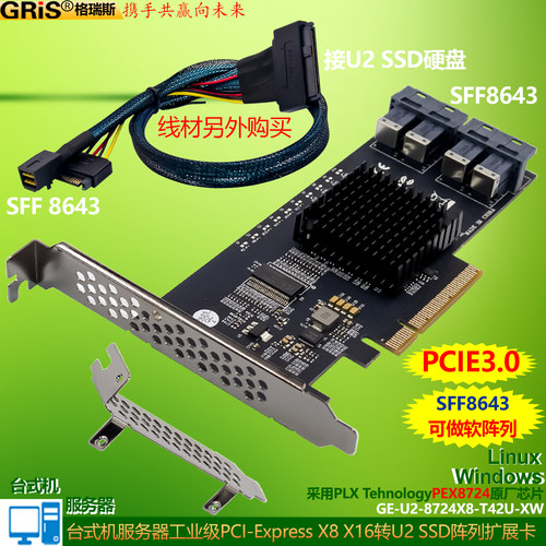 GRIS转4个U2SDD硬盘阵列卡电脑