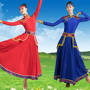 新款蒙古族鸿雁长裙表演服饰大摆裙蒙古元素少数民族服装成人女装