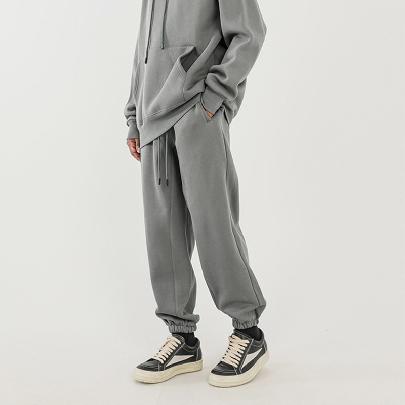 350G重磅加绒束脚卫裤男潮牌高街纯色简约百搭长裤宽松运动休闲裤,男装,休闲裤,淘宝优惠券,粉丝福利购,淘宝优惠卷