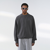 美式 潮牌LYCRA莱卡珠地弹力半拉链卫衣男休闲运动舒适设计感上衣