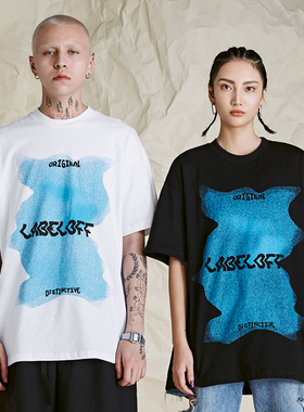 OVDY潮牌宋亚轩嘻哈暗黑复古印花ins情侣原宿风半袖男宽松短袖T恤