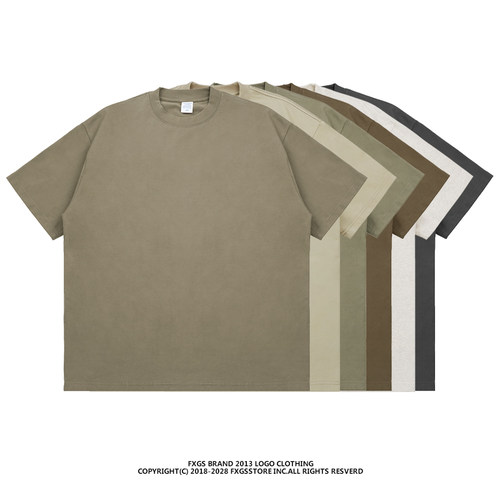 美式高街305G重磅纯色短袖T恤TEE