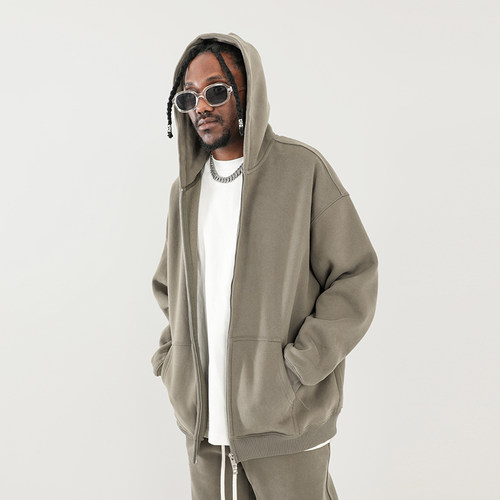 350G重磅加绒拉链连帽卫衣开衫