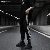 侃爷椰子神裤 INS潮牌三条杠高街嘻哈束脚休闲运动裤 男街舞校服裤