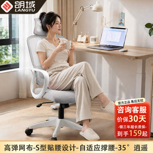 朗域轩品人体工学椅办公室椅子家用书房学习椅舒适久坐会议座pdd