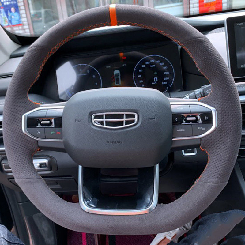 适用于吉利icon方向盘套真皮豪越把套手缝专车专用全包款内饰改装