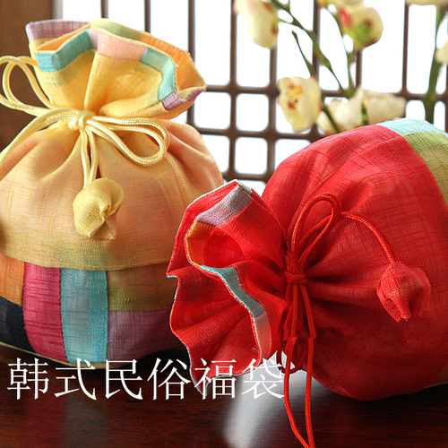 朝鲜族四方福袋拼接彩条福袋子装小物件糖果袋礼品袋子