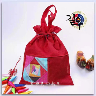 彩条布袋韩是民俗工艺品收纳袋布艺袋竹节纱袋福袋大号兜多用