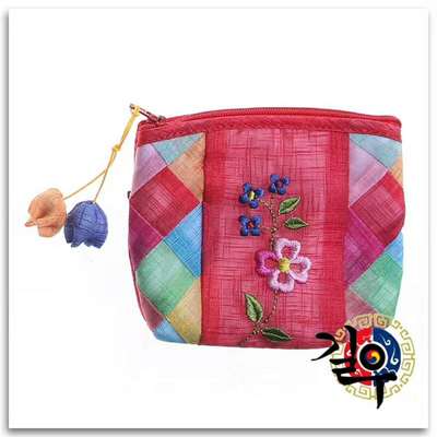 延边韩式刺绣小零钱包彩条小包朝鲜旅游纪念小礼品