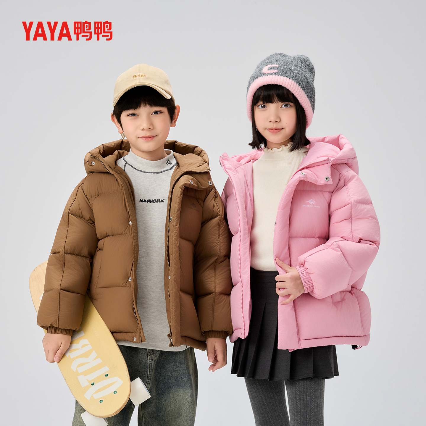鸭鸭儿童羽绒服中长款加厚保暖