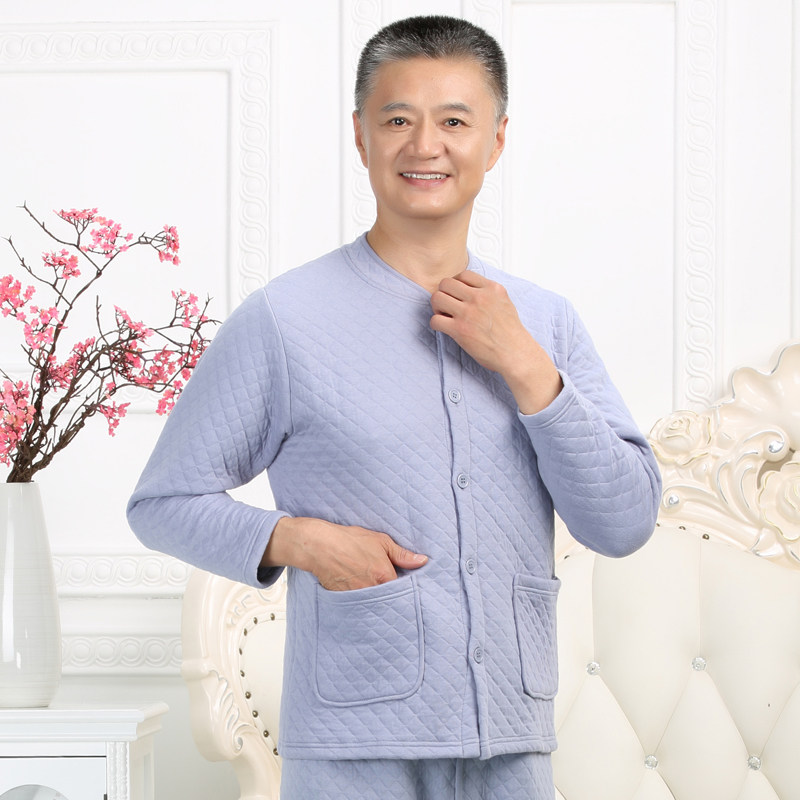 남성과 여성을 위한 중년 및 노인 3겹 두꺼운 열 속옷 단추가 달린 카디건 플러스 사이즈 플러스 사이즈 더블 브레스트 긴팔 누비 얇은 면 재킷