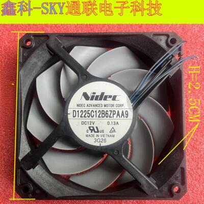 NIDEC D1225C12B6ZPAA9 12V 0.13A 12025 镰刀超静音节能散热风扇