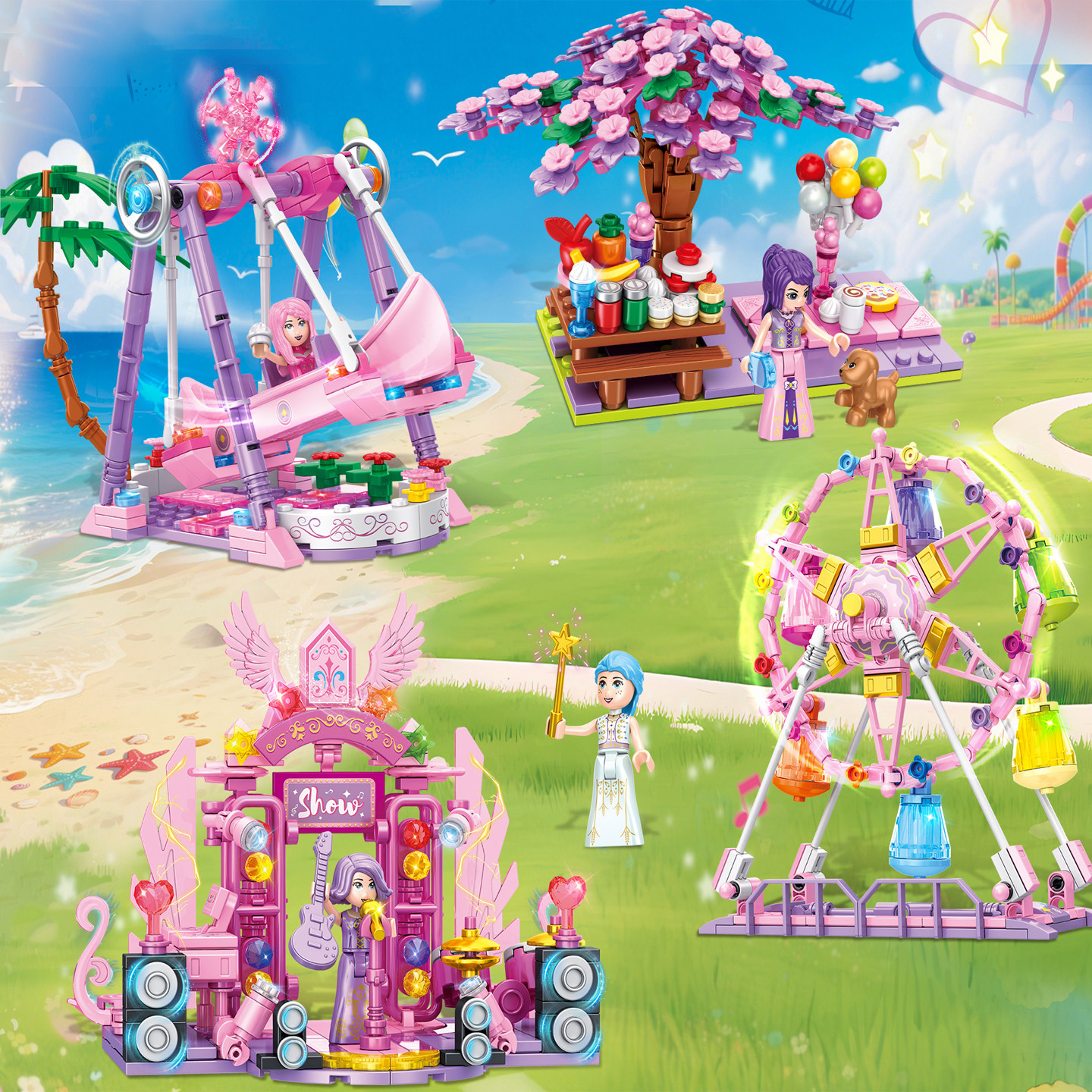 新款积木女孩子益智女童小颗粒拼装公主系列拼插城堡5玩具6岁礼物