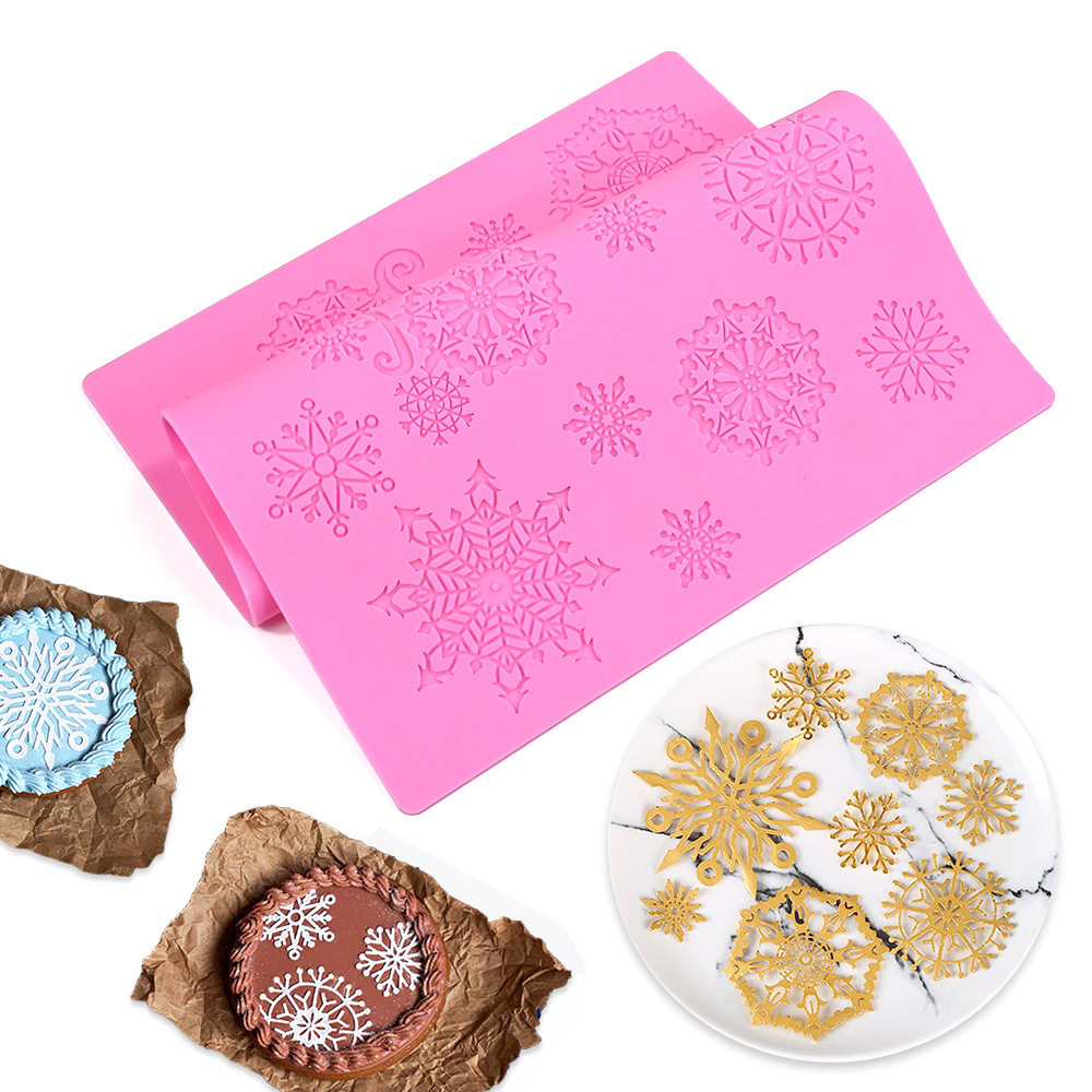 圣诞节雪花翻糖蕾丝垫花边硅胶模具蛋糕装饰宫廷蕾丝垫花纹围边模