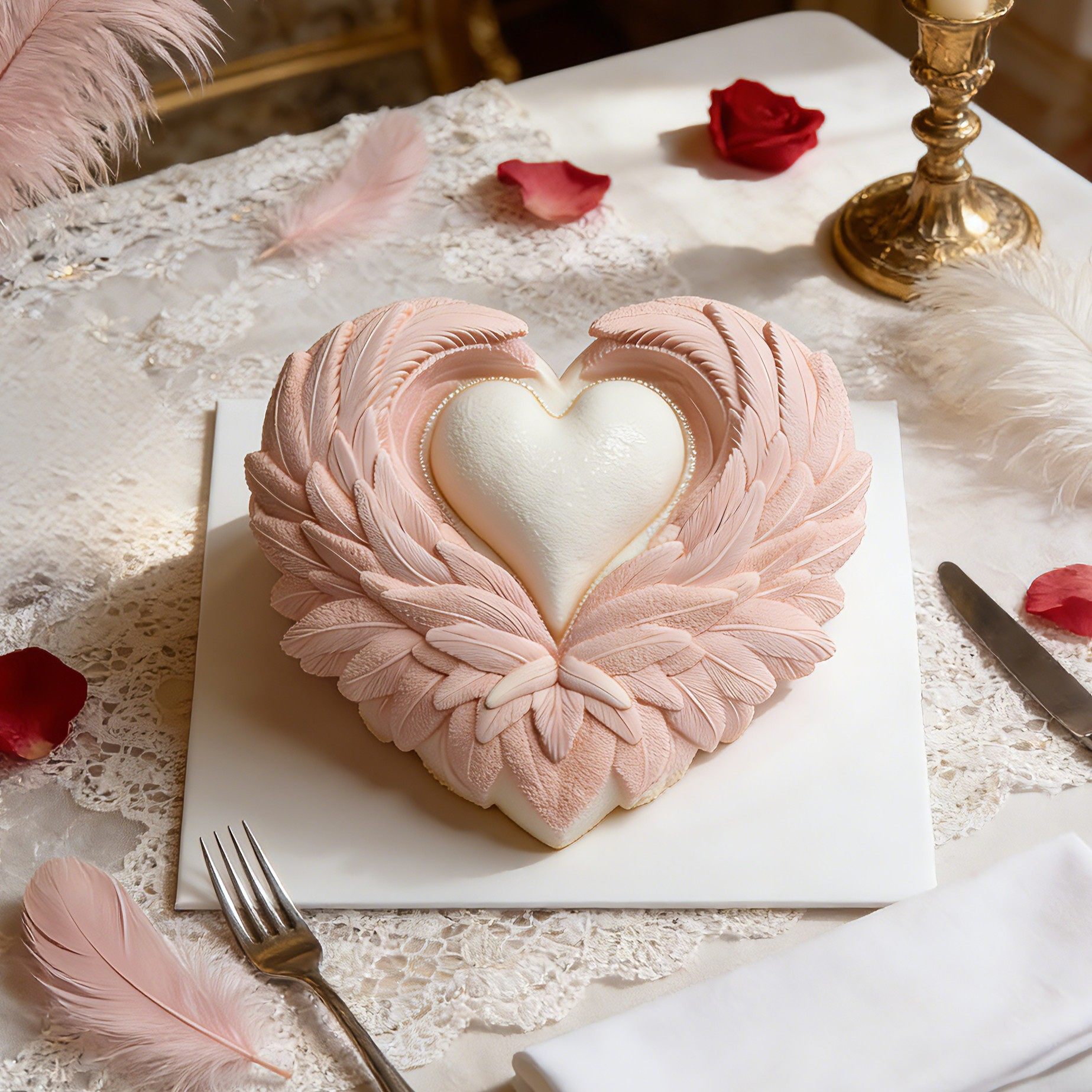 情人节慕斯硅胶模具创意爱心羽毛烘焙蛋糕模具法式巧克力磨具