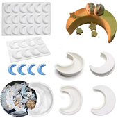 中秋节单个月亮慕斯蛋糕模具DIY装 18连月牙巧克力烘焙 饰硅胶模具