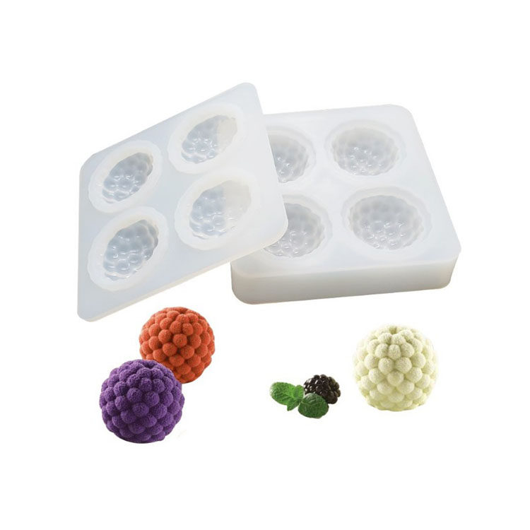 4连立体树莓硅胶模具创意水果法式甜点蛋糕磨具甜品diy烘焙用具