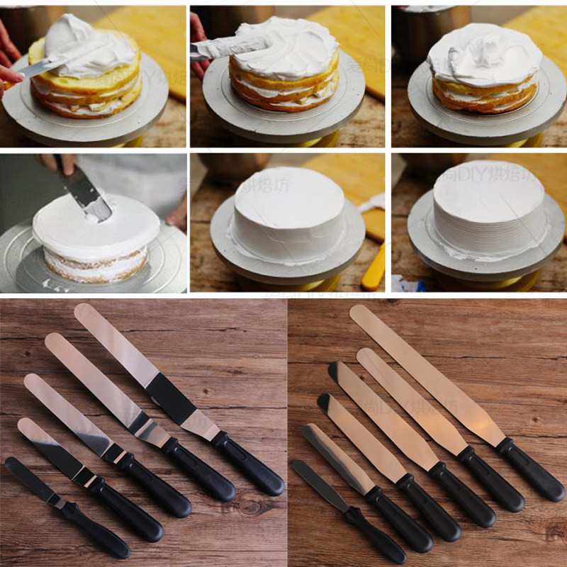 不锈钢奶油抹刀蛋糕裱花脱模刀直吻刀刮平刀曲吻刀4-14寸烘焙工具