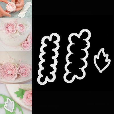 3pcs一体成型牡丹花翻糖花切模