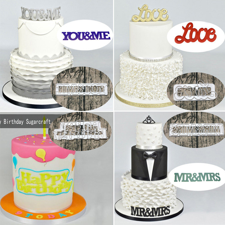 YOU&ME MR&MRS HAPPY BIRTHDAY Love饼干切模 翻糖蛋糕印花压模具