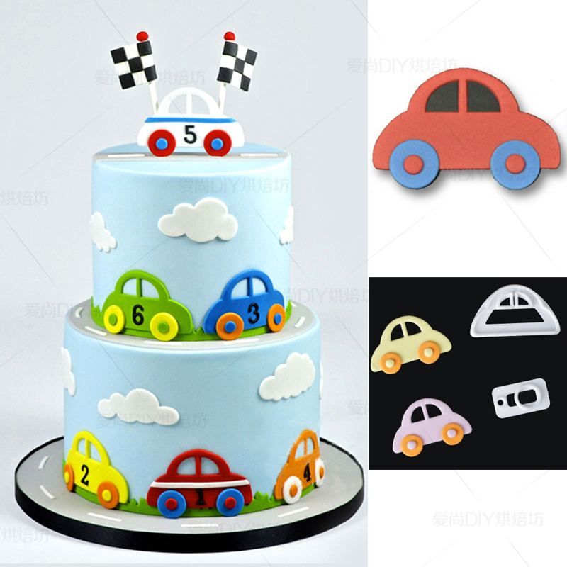 2pcs小汽车翻糖蛋糕印花切模