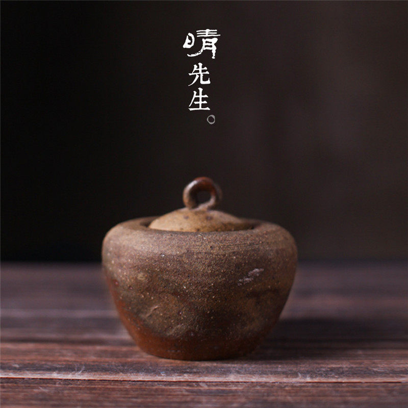 景德镇老岩泥隐山茶叶罐陶瓷储茶罐日式粗陶普洱茶醒茶罐茶具配件
