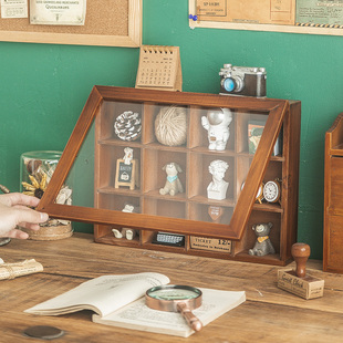 桌面收纳盒复古办公桌杂物钥匙密林古堡娃娃摆件置物架亚克力防尘