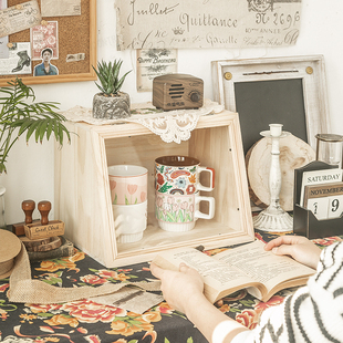 护肤品收纳盒高级感台面杯子收纳柜桌面置物架防尘茶杯架子收纳架