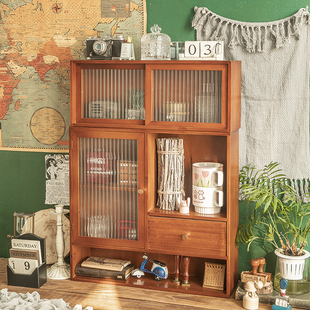 收纳实木桌面柜收纳盒子整理桌上置物架桌面化妆品收纳盒杯子茶具