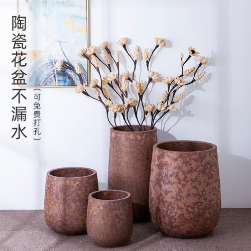 室内植物复古大口径陶瓷水培花盆