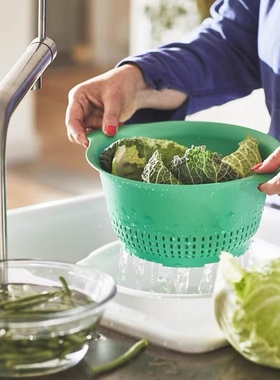IKEA宜家乌普菲尔德绿色塑料网眼沥水篮脱水滤碗洗菜篮水果篮