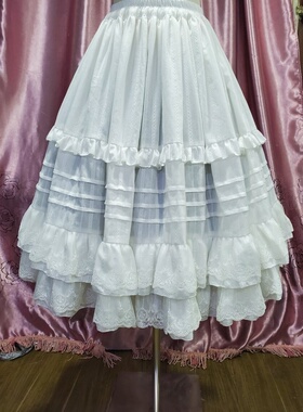 【王妍与夏季】棉荷叶边多层加长裙开衫底配裙配中长款JSK定制款