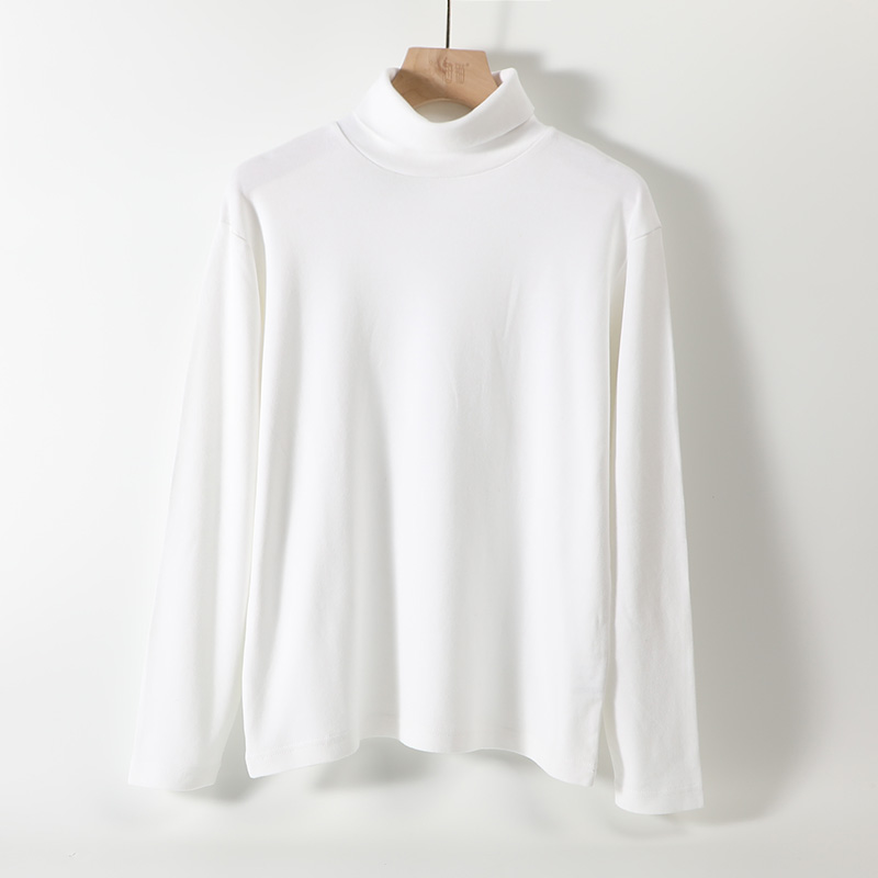 胖mm大码短款纯棉白色高领打底衫