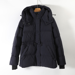 新国标90白鹅绒女士收腰带帽羽绒服大码 休闲羽绒棉服蓬松柔软冬装