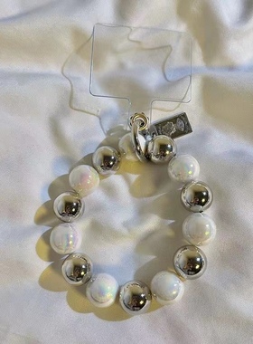 手机链条串珠 ins小众电镀银镭射珠珠手链通用苹果华为OPPOVIVO